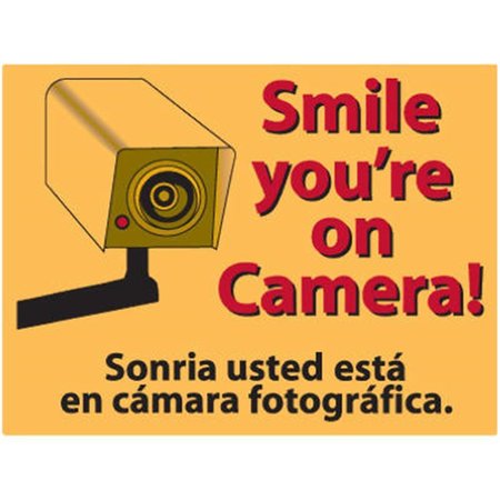 CENTURION MEDICAL PRODUCTS Centurion SIGN SMILE Yellow, Smile Your On Camera Sign - 9 x 12 in CE577383